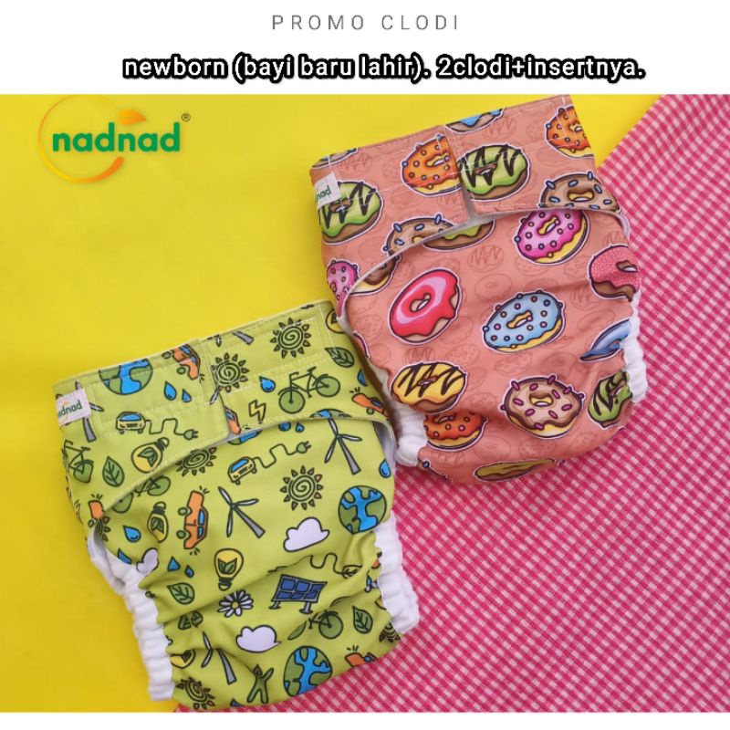 Promo kado hampers clodi Nadnad cover perekat 3-13kg bayi 0-30bulan 2clodi+insertnya popok kain cuci