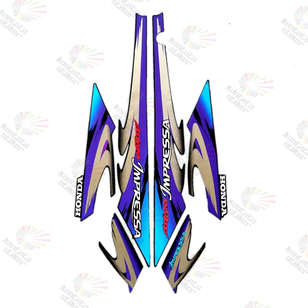 Striping Stiker motor honda impressa 2000 biru