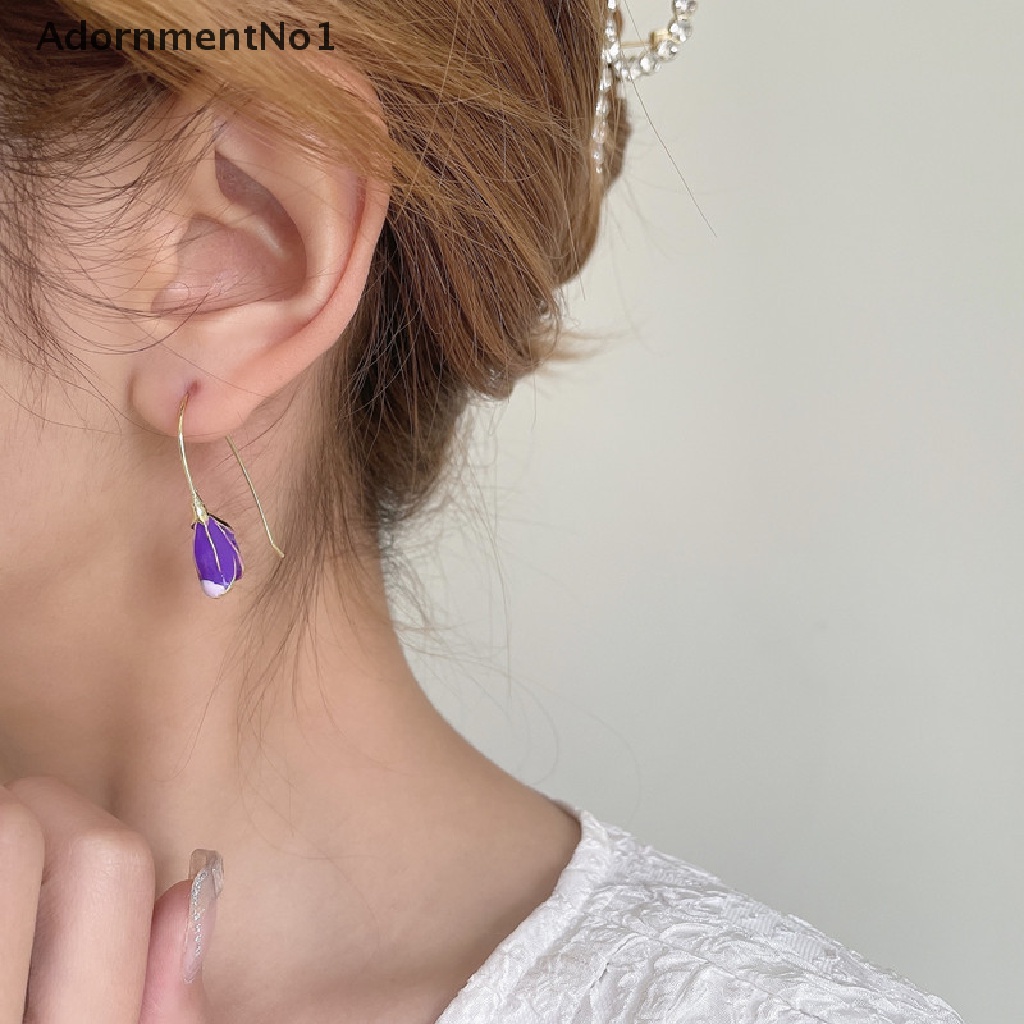 (AdornmentNo1) Anting Tusuk Gantung Desain Bunga Tulip Gaya Retro / Perancis Untuk Wanita