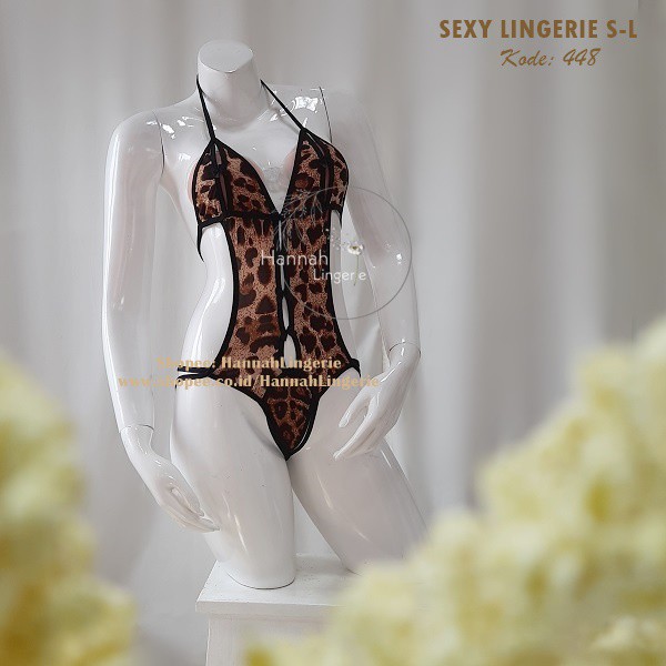 S M L XL Lingerie OnePiece Leopard Macan Baju Tidur Murah Halus High Quality Hannah Lingerie Seksi Transparan Hot 447 448