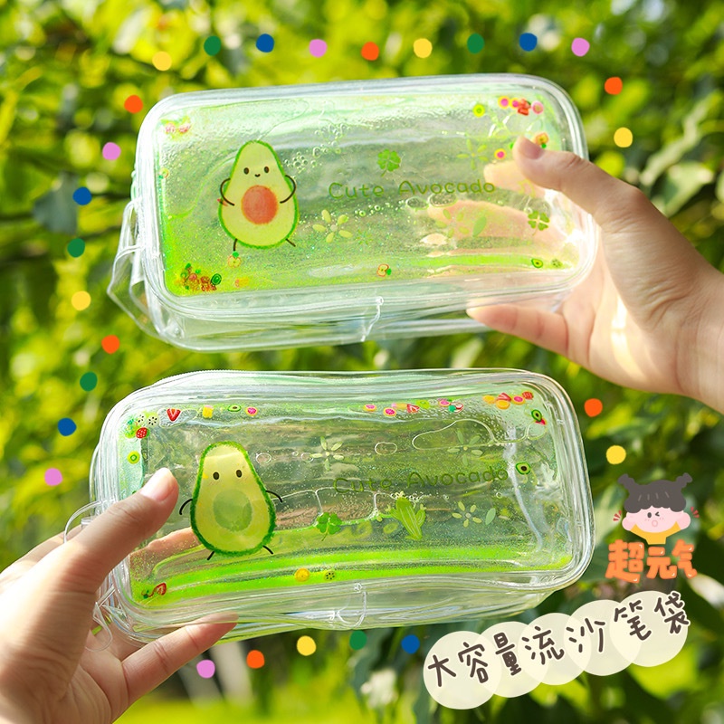 

RB Tempat pensil Kotak Pensil Tas kosmetik GLITTER Quicksand Liquid Cute Animal