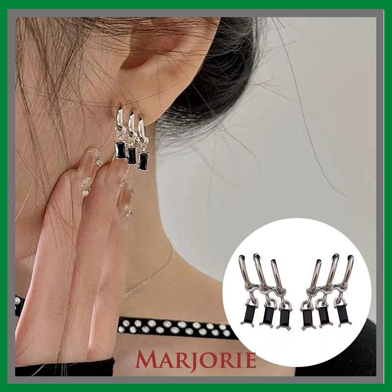 Anting Pejantan Zirkon Gelap Wanita Manis Keren Gaya Niche Design Personality Earrings-MJD