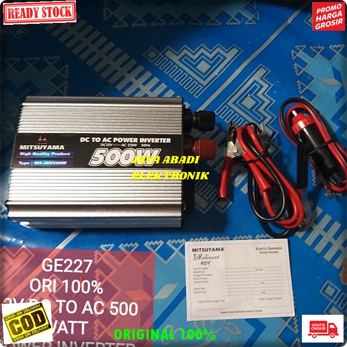 G227 ORIGINAL MITSUYAMA ADAPTOR POWER INVERTER ADAPTER 12V DC TO AC 500 WATT WAT USB 5V AKI ACCU MOB