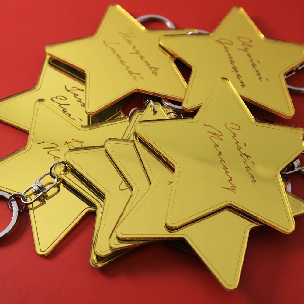 Gantungan Kunci Nama Custom Keychain Star Mirror Gantungan Tas Costum Souvenir Pesta Lucu Unik Kustom