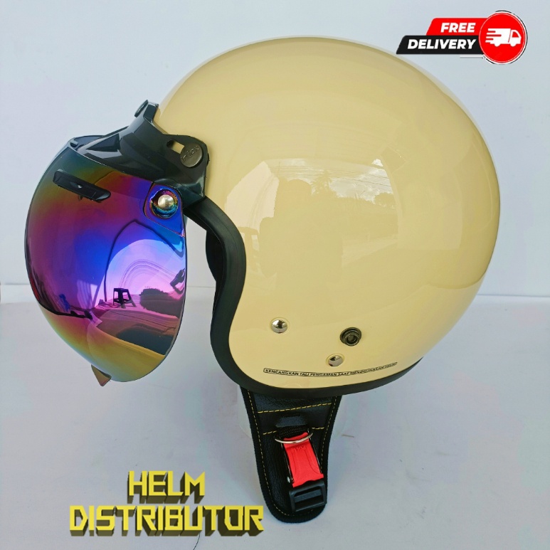 HELM BOGO RETRO DEWASA KUALITAS PREMIUM KACA CEMBUNG FULL LEHER UNTUK PRIA DAN WANITA SNI (COD)