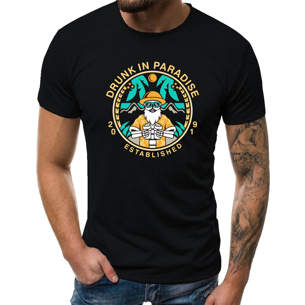 KAOS T-SHIRT (DTF DRUNK) HITAM / KAOS PRIA / BAJU PRIA / KAOS DISTRO PRIA