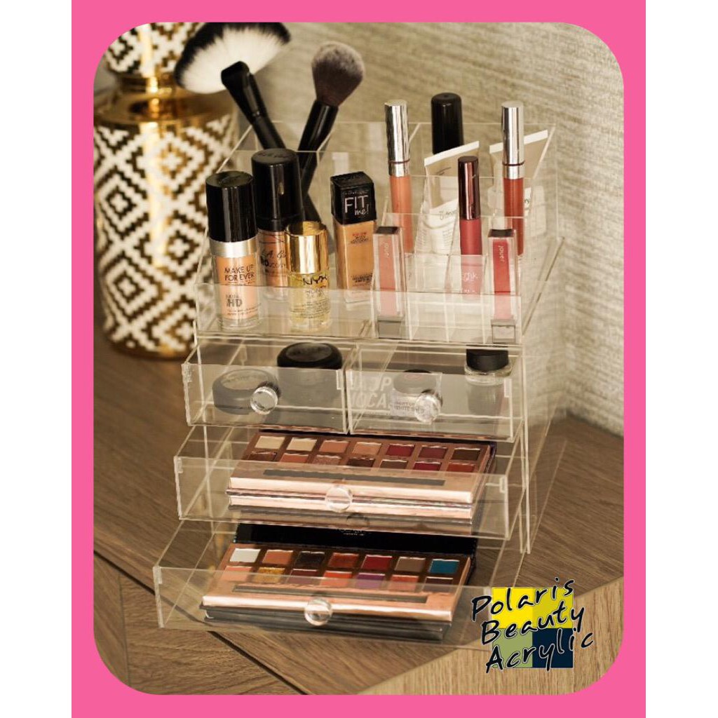 RAK KOSMETIK ACRYLIC-TEMPAT MAKEUP AKRILIK-BEAUTY CASE-SPARKLING