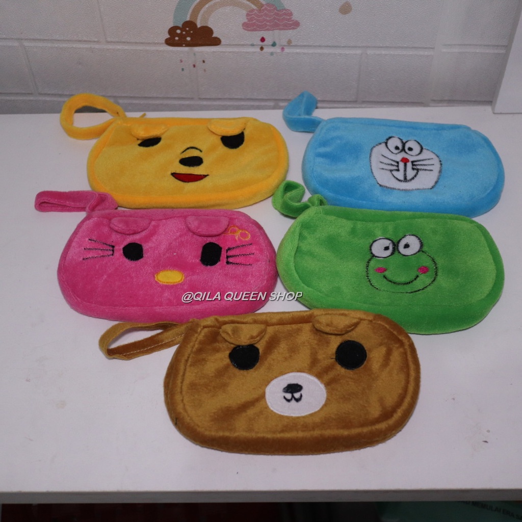 DOMPET KARAKTER BONEKA BAHAN VELBOA,TEMPAT PENSIL BAHAN