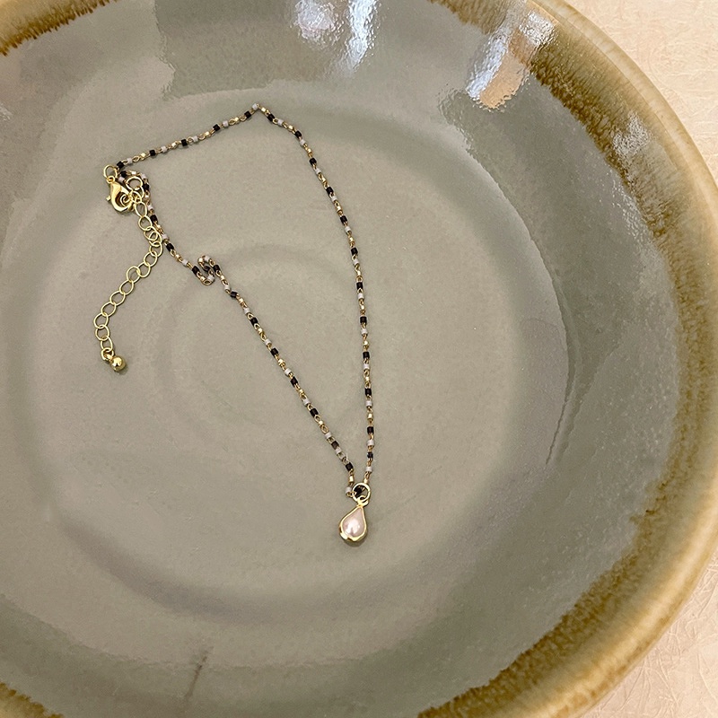 Kalung Dengan Liontin Mutiara Bentuk Tetesan Air Gaya Korea