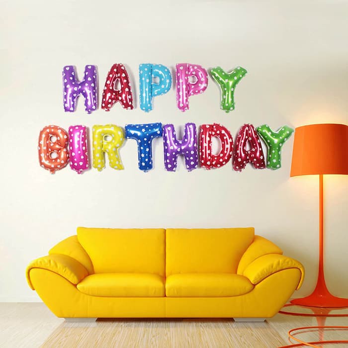 Balon Foil Set HAPPY BIRTHDAY / Foil Balloon / balon ultah (Mix Warna)