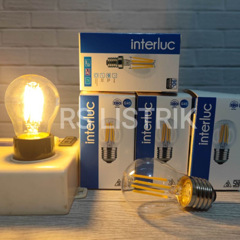 INTERLUC LAMPU LED FILAMEN G45 4W 2700K E27 WARM WHITE SNI BAGUS
