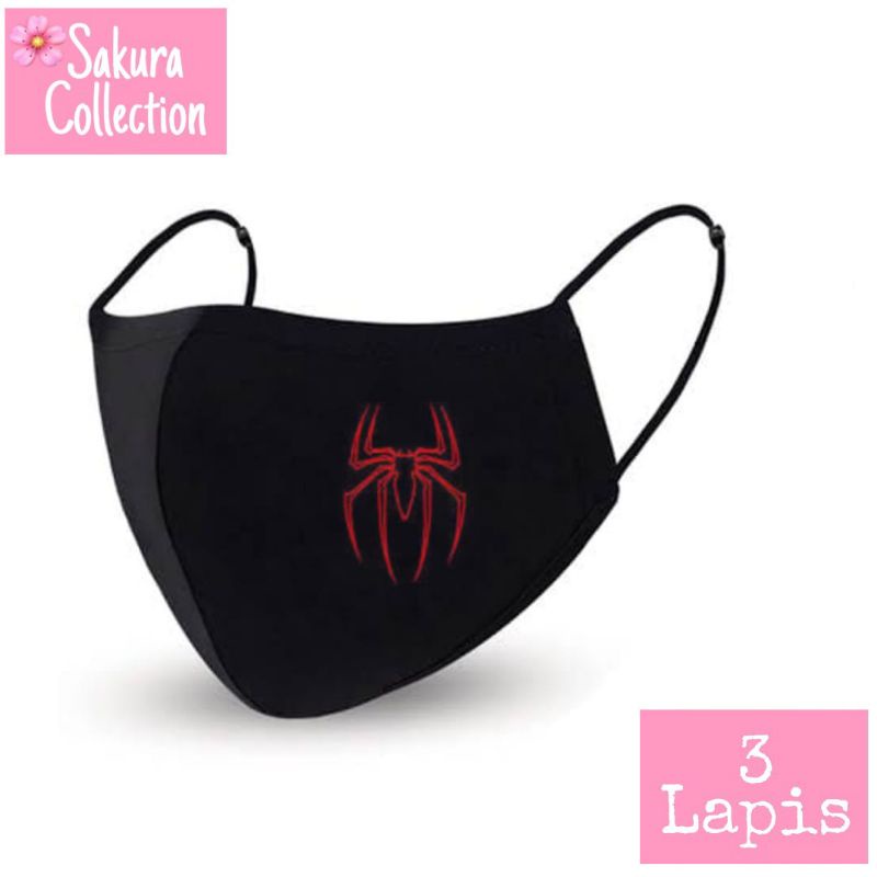 Masker Kain 3 Lapis - Spider | Scuba Anak Dewasa | Earloop