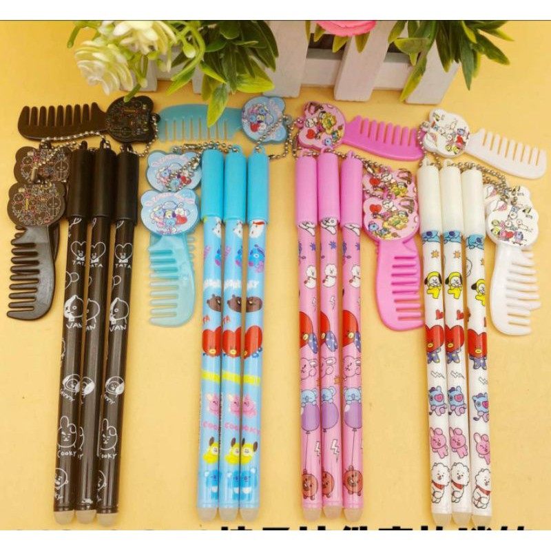 (12pc) pen bisa hapus/pen gel hapus/erasable pen/pen hapus lucu fancy-Gantung SISIR BTS