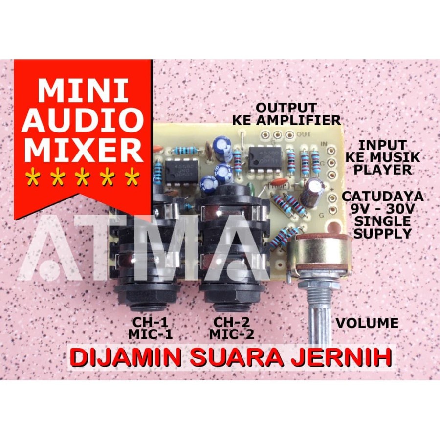 Mini Audio Mixer 2CH Pre Amp Mic Karaoke Mobil Bus 9v 12v 18v 24v 30v Catu Daya Engkel untuk Amplifi