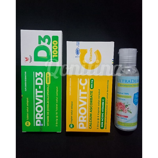 PROVIT-C 605 mg & PROVIT-D3 1000 IU / paket vitamin gratis Moisturizer hand gel / Vit C non acidic /