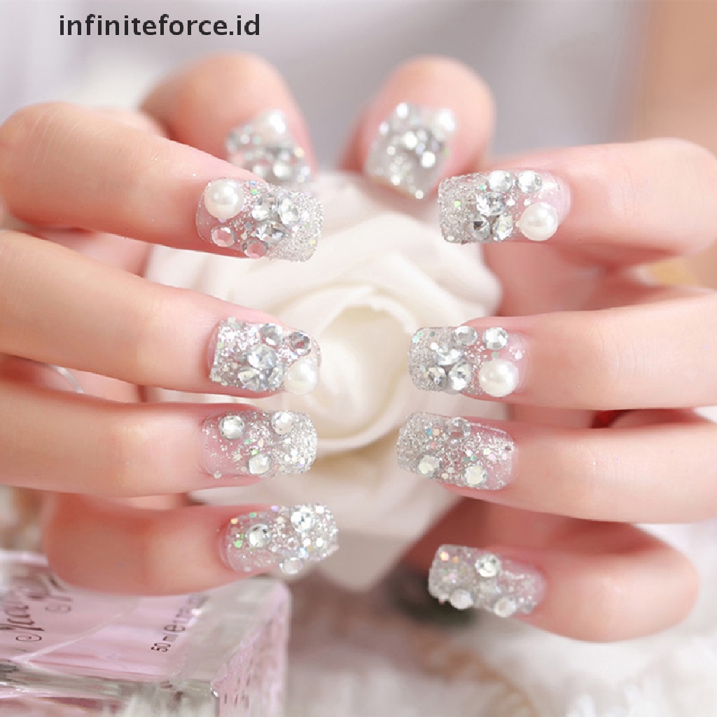 Infiniteforce.id 24pcs / Set Kuku Palsu Full Cover Bahan Akrilik Untuk Nail Art