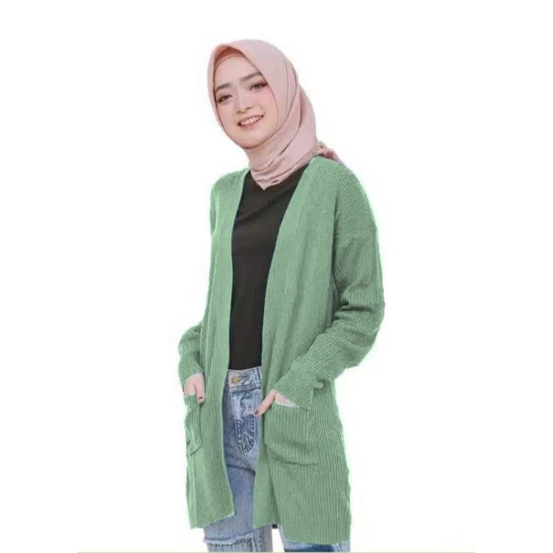 Long cardi BELE OVERSAIS/sweater rajut-mint