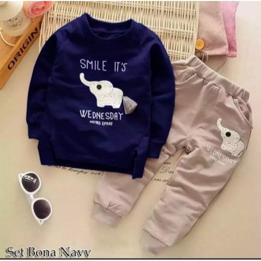 Setelan anak motif gajah 0-6tahun-Baju anak laki laki motif bona-Baju anak perempuan motif hewan-Setelan model terbaru paling laris-2
