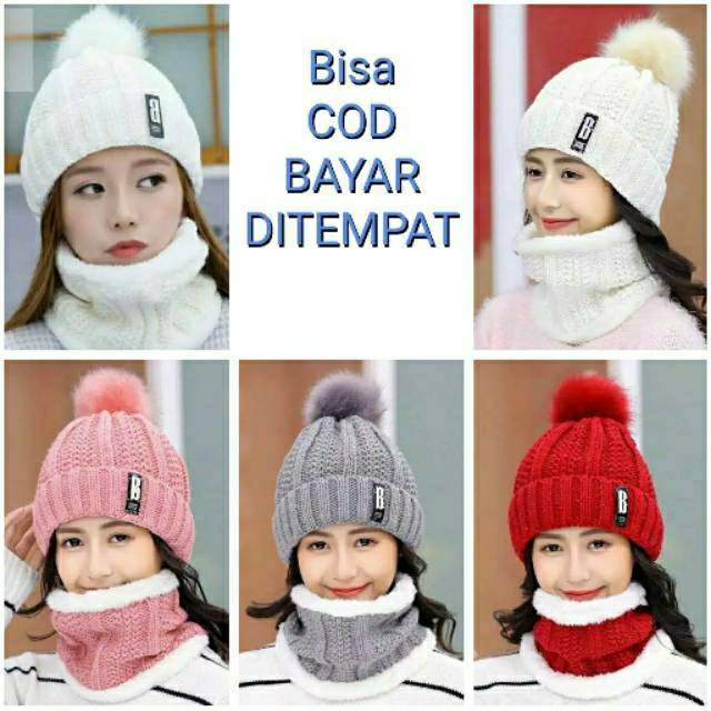 TOPI KUPLUK RAJUT POM POM WANITA / CEWEK / CEWE / PEREMPUAN UNTUK MUSIM DINGIN