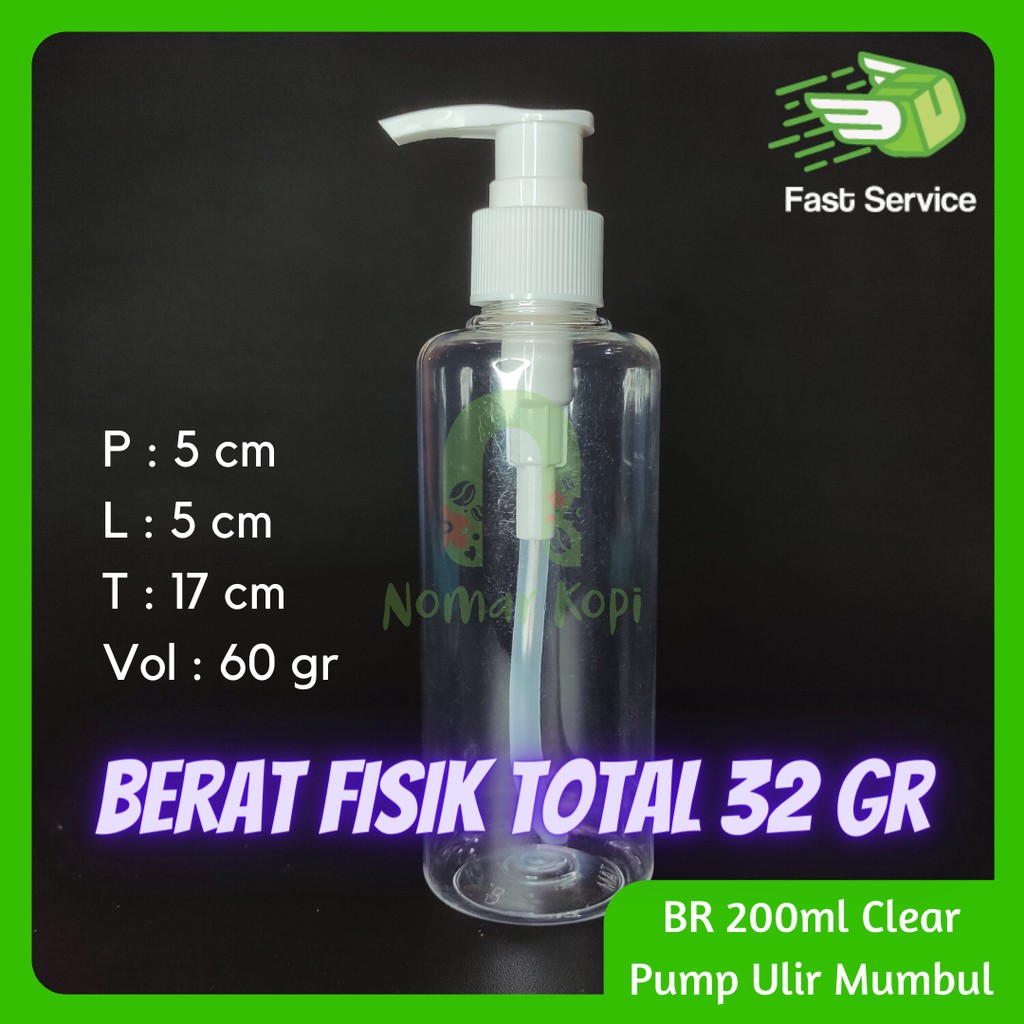 BOTOL PUMP 200ml PET BENING TEBAL LOTION SABUN SANITIZER SHAMPOO