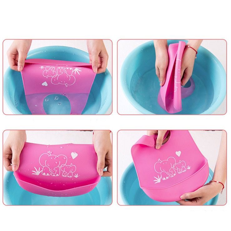 1234OS - Celemek Makan Bayi BABY BIB SLABER Karet Anak Baby Burb Apron Silicon Bibs.