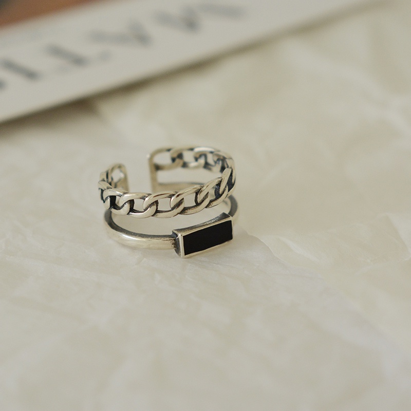 Cincin Jari Telunjuk 925 sterling silver double layer Model Terbuka Untuk Wanita