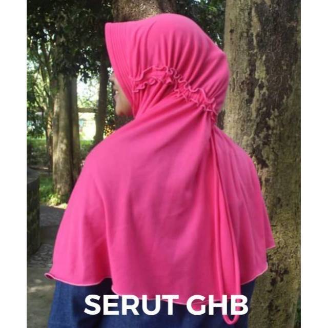 Jilbab Bergo Wanita Model Serut Bahan Kaos UKuran S M L XL Jumbo Superjumbo