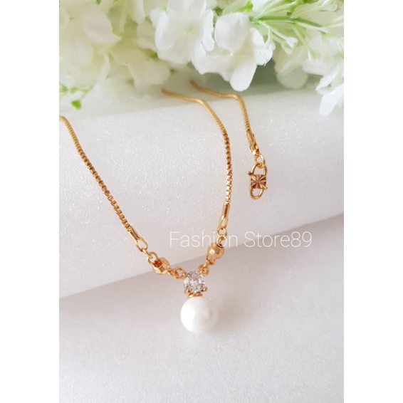 Ready Kalung Koye Bola permata balok mutiara import xuping yaxiya lapis emas bestseller antikarat