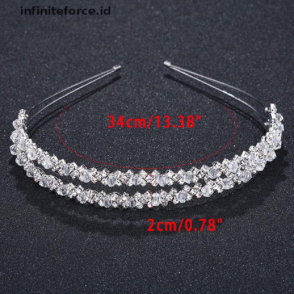 Infiniteforce.id Mahkota / Tiara Handmade Lapis Ganda Hias Kristal Untuk Pengantin Wanita