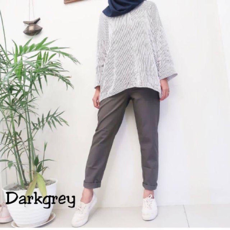 JUMBO BAGGY PANTS PREMIUM AMERICAN DRILL BIG SIZE 4L 5L 6L-DARKGREY