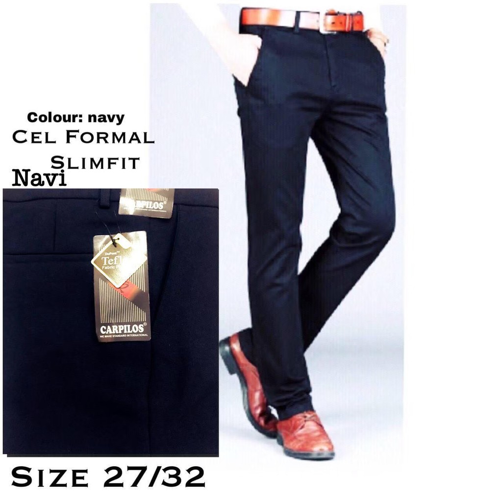 Celana Formal Panjang Pria Kantor Marco - Kerja - Slimfit - Bahan Twist - Hitam / Abu - Xellano Atea