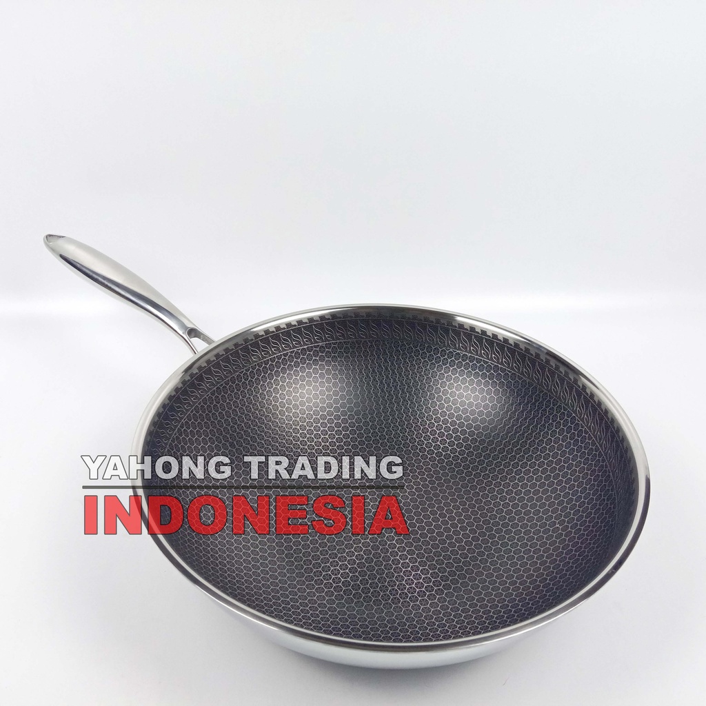 Natural Panci Stainless 316 32cm Classic Compound Steel Wok Pan