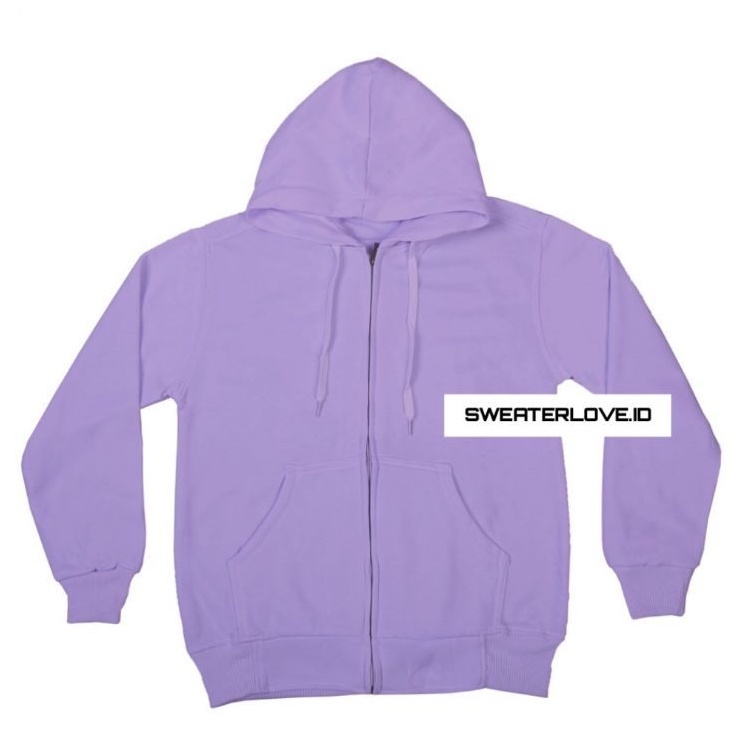 [PREMIUM] SWEATER JAKET HOODIE ZIPPER UNGU MUDA / LILAC M - XXXL (UNISEX)