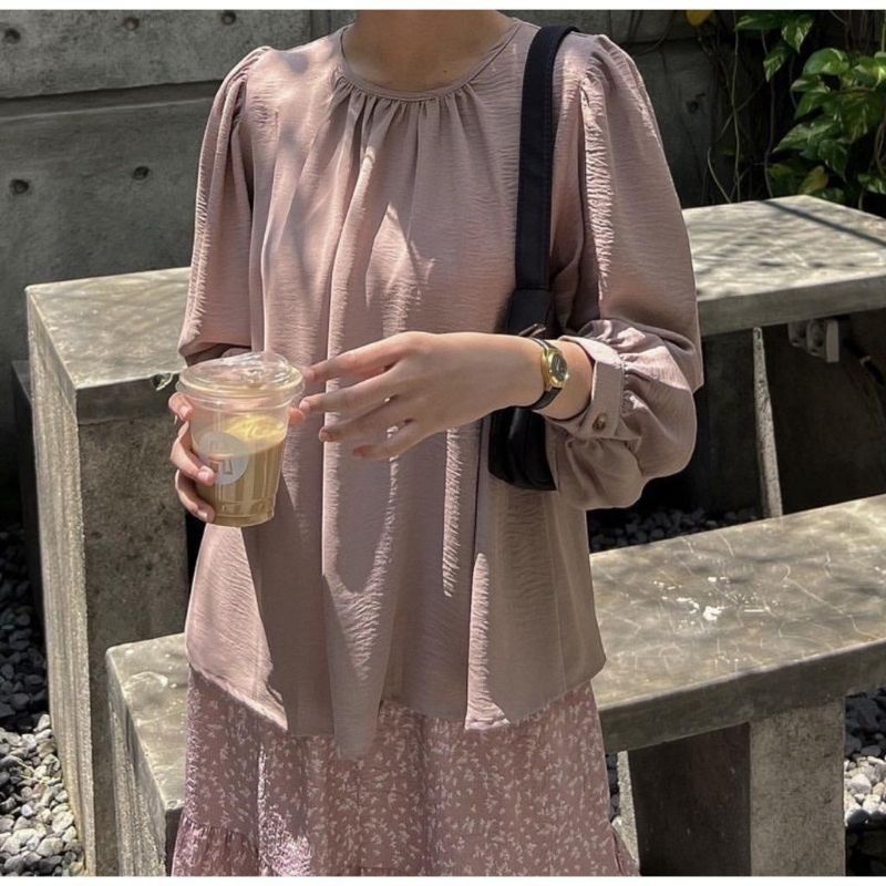 OLIVE BLOUSE CRINKLE AIRFLOW - ATASAN WANITA TERBARU