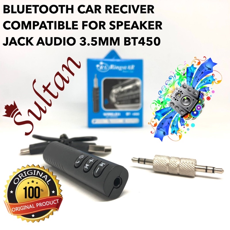 GROSIR CAR BLUETOOTH RECIVER BT450 COMPATIBLE FOR SPEAKER JACK AUDIO 3.5MM RECEIVER TAPE MOBIL COLOKAN JARUM 3.5 MM