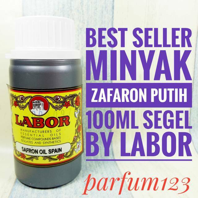 Best seller minyak biang bibit parfum jafaron ZAFARON PUTIH white 100ml by labor  - safron oil spain