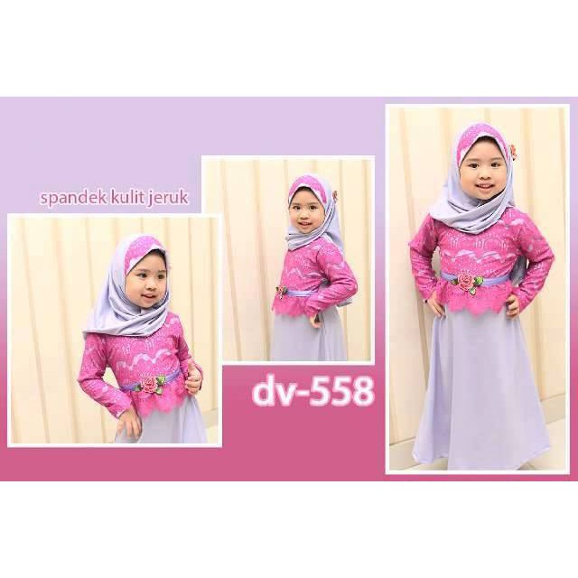 DV-558 BAJU MUSLIM GAMIS ANAK BROWN