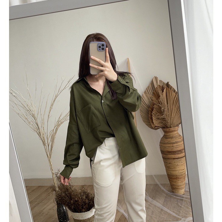 Tq88indonesia Fashion Kemeja Wanita Lengan Panjang Goldy LongShirt Oversize/ Hem / Busana Santai Cewek /Ootd / Kemeja Polos Wanita Terbaru / Kemeja Putih