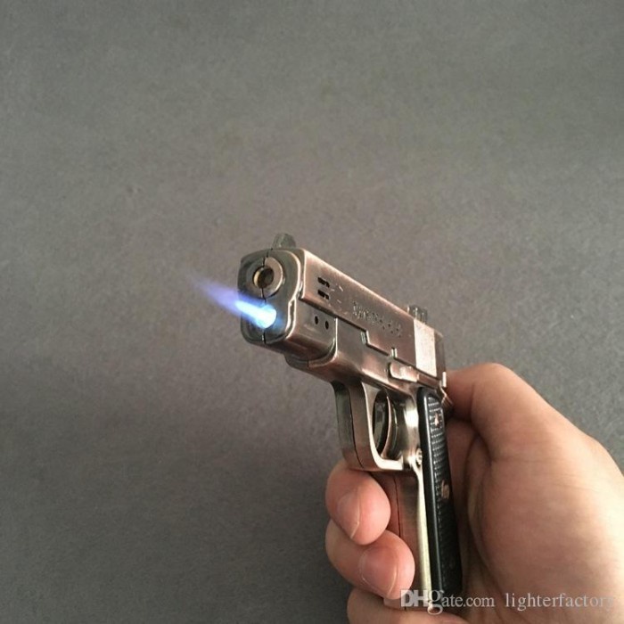 Korek Api Gas Model Pistol Rose Gold Baretta Revolver Gas Unik