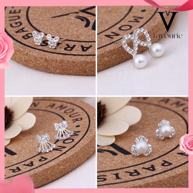 [COD]Pearl Flash Diamond Stud Earrings Anting Perhiasan Kecil-FA