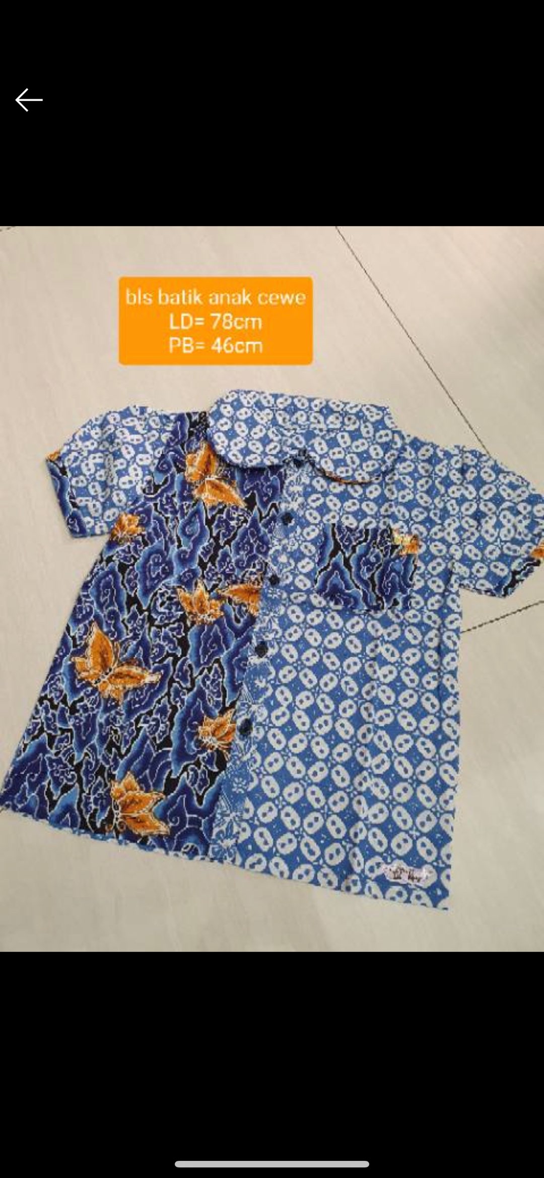 Blouse Batik Anak Perempuan Usia Sd Kelas 1- 3 (size 7 - Ld 38- 39cm)