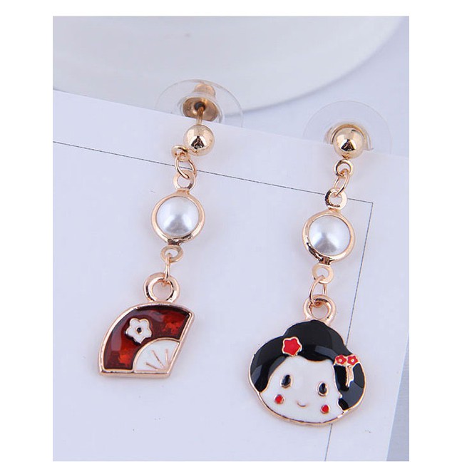 LRC Anting Tusuk Fashion Gold Kimono Asymmetric Earrings A58173