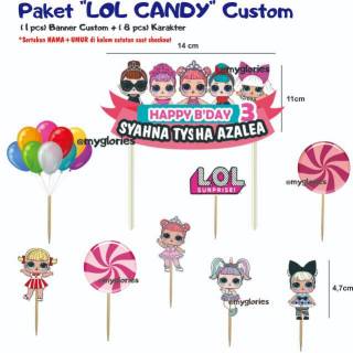 Paket Hiasan Kue LOL  CANDY Ulang Tahun Birthday Topper 