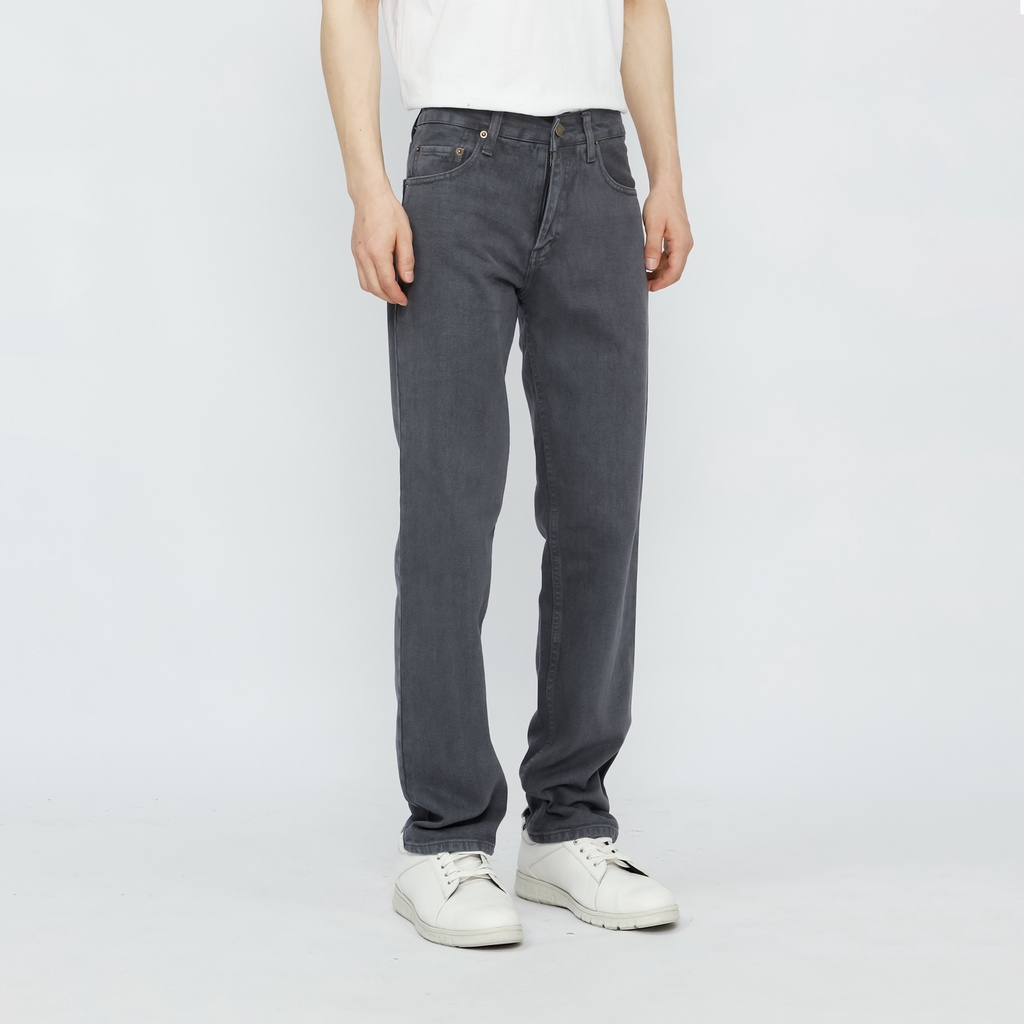Fathco - Celana Jeans Pria Standar Reguler Abu