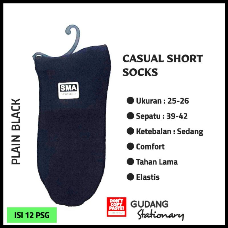 Kaos Kaki Pendek School Hitam [ isi 12 pcs ]