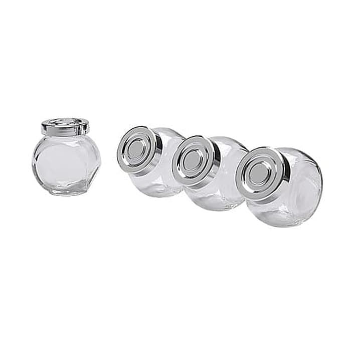 

toples bumbu RAJTAN Stoples bumbu kaca warna aluminium 4pcs