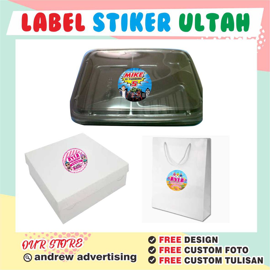 Stiker Ultah / Stiker Nasi Kotak / Stiker Aqiqahan / Sticker Bento custom murah