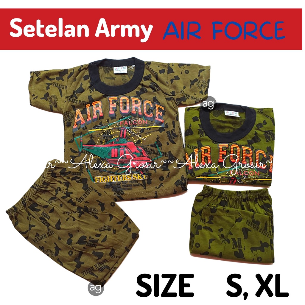 Setelan baju army pendek AK/ baju doreng anak size S - ALEXA GROSIR