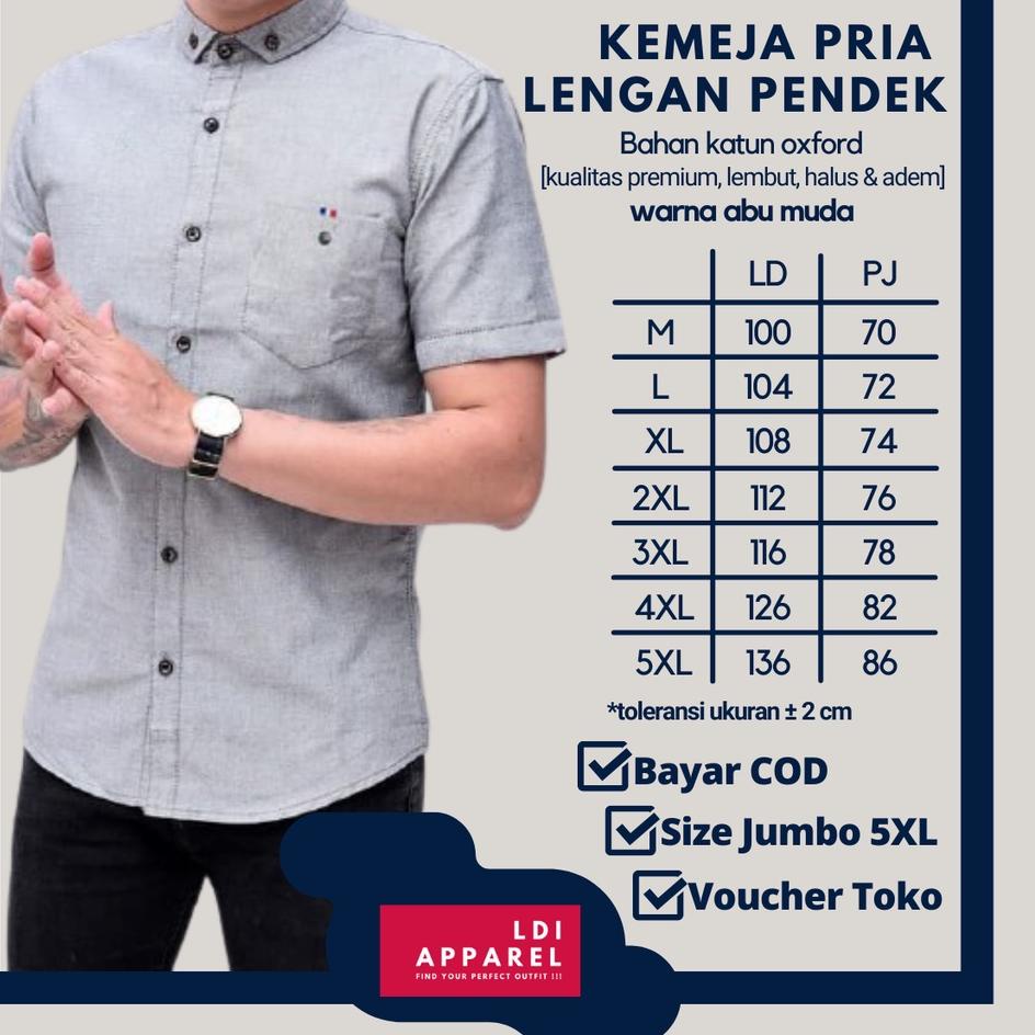 [ZAF.11Au22м] Kameja Pria Lengan Pendek Distro Motif Polos Jumbo Dewasa Baju Kemeja Cowok Keren Keki