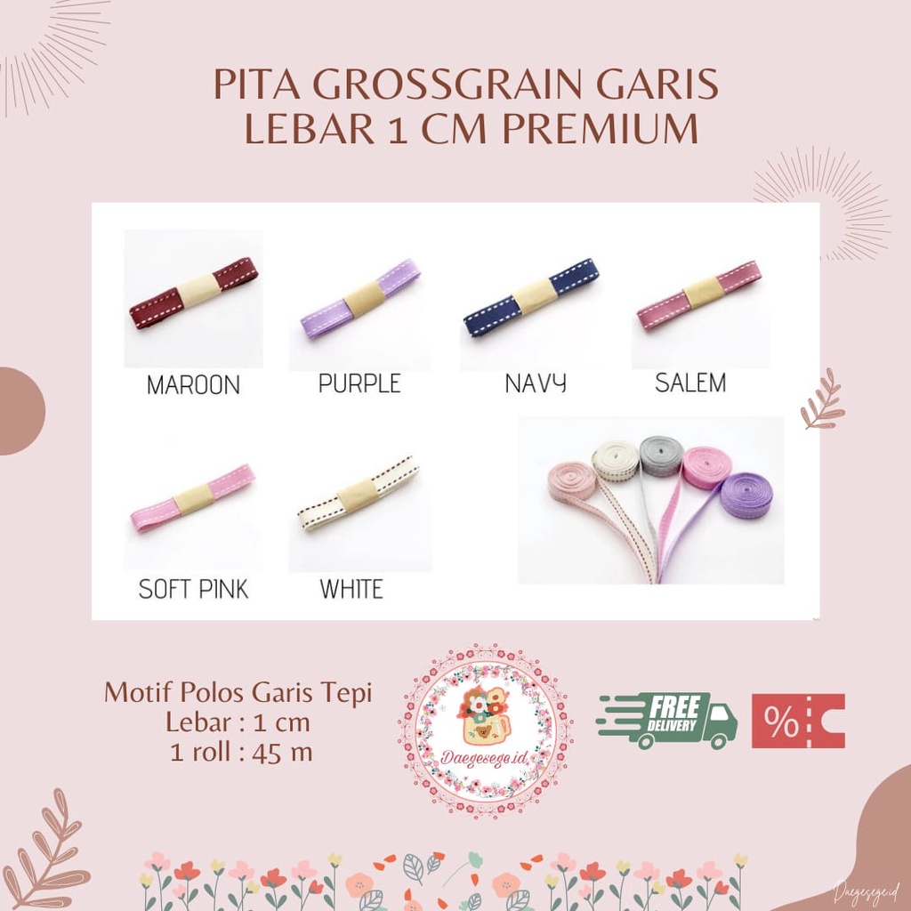 

[1 METER] PITA GROSSGRAIN GARIS LEBAR 1CM | RIBBON PITA KADO GIFT PITA BUKET BUNGA DEKORASI PITA FLOWER WRAP